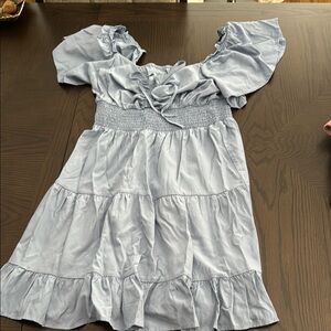 Elegant Light Blue Ruffled Mini Dress